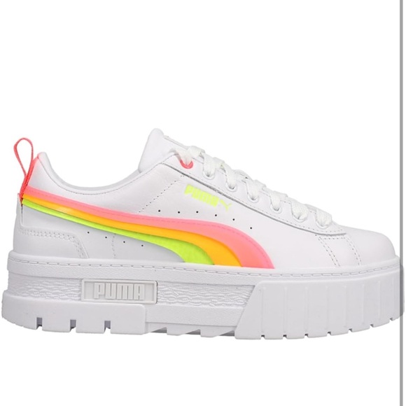 Beautiful Puma Womens Mayze Summer Squeeze Platform Sneakers Neon Stripes sz 7 - Picture 3 of 12